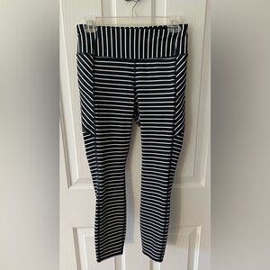 Athleta Navy-blue and White Striped Leggings